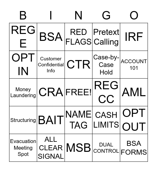 RQA BINGO Card