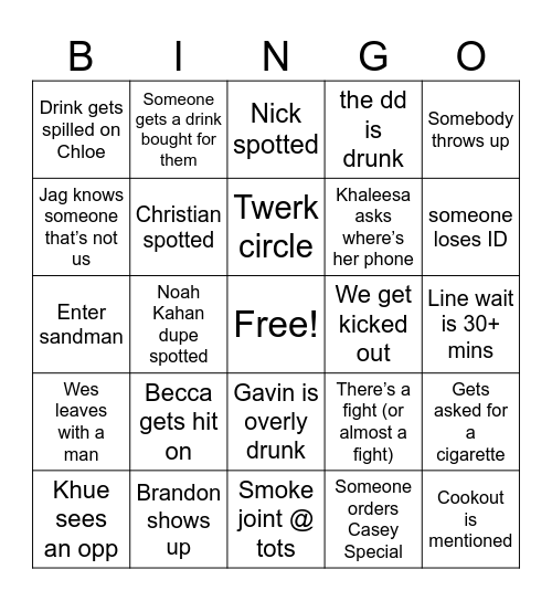 TOTS Bingo Card