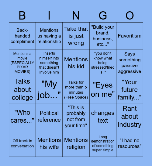 Art Class Bingo Card