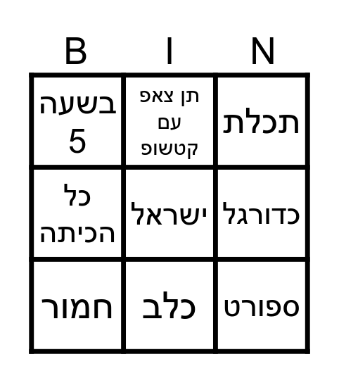 נפתלי יום הולדת 9 מזל טוב Bingo Card