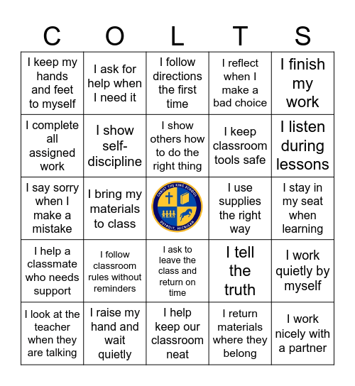 C.O.L.T.S. Bingo Card