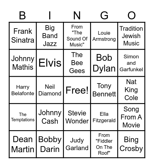 Music Bingo! Bingo Card