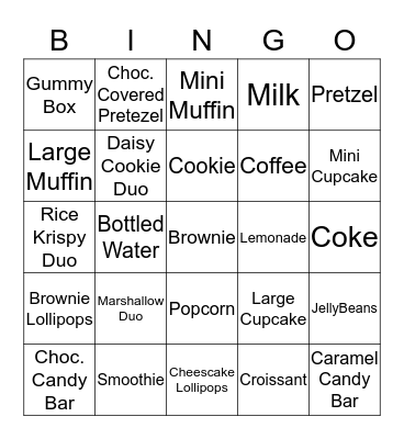 Treats for Two Bingo Card