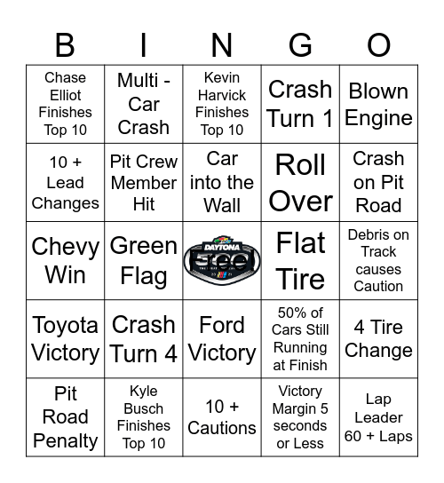 DAYTONA 500 BINGO Card