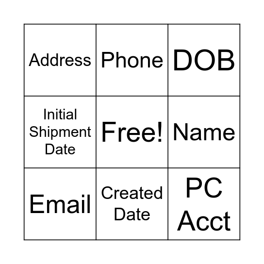 Duplicate Bingo Card
