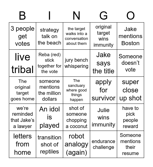 S45E10 Bingo Card