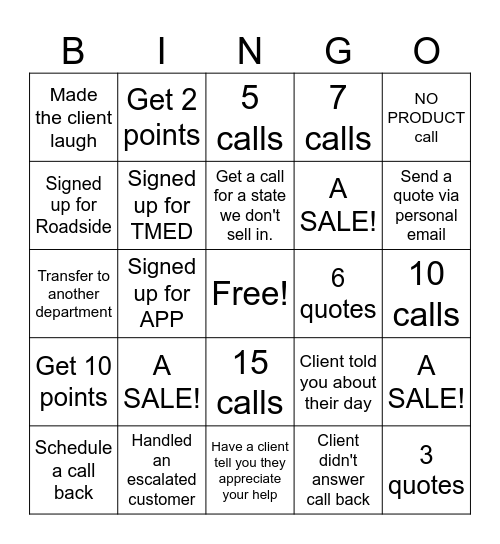Direct Sales Bingo Card