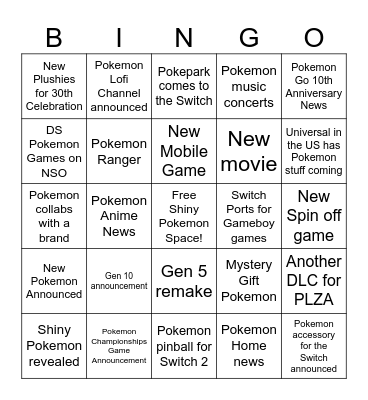 Pokemon Day 2026 Bingo Card