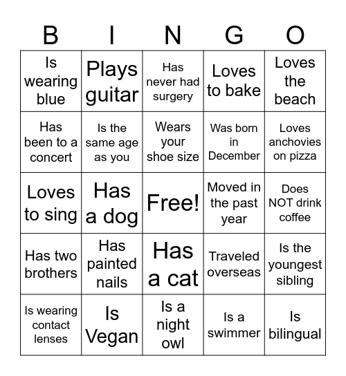 GETTING TO KNOW YOU   NCC WOC Bingo Card