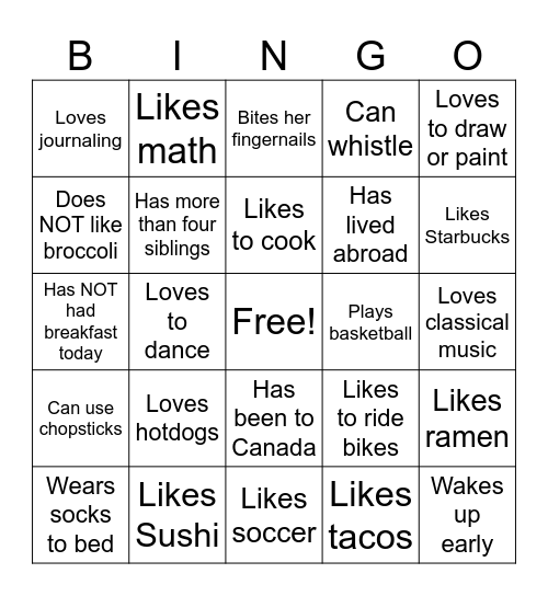 GETTING TO KNOW YOU                                 NCC WOC Bingo Card