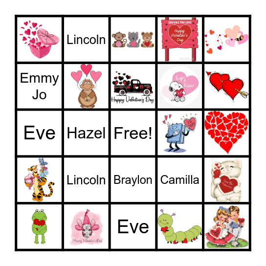 Valentine Bingo 26 Bingo Card