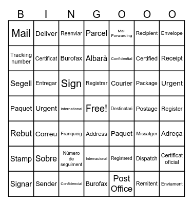 Correspondence at the Office Bingo Card