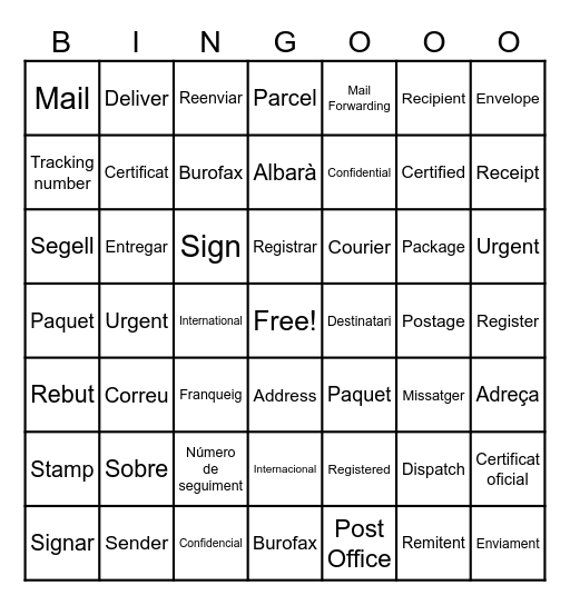 Correspondence at the Office Bingo Card