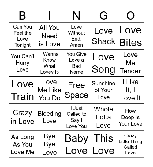 LOVE IS IN THE AIR Bingo Card