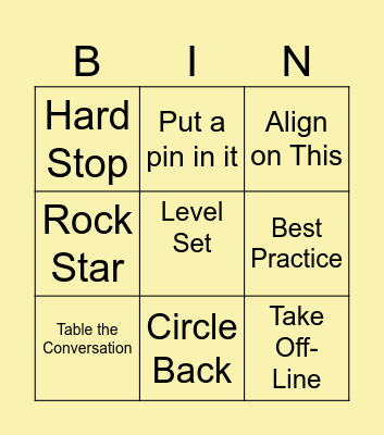 Corporate Speak Bingo! Bingo Card