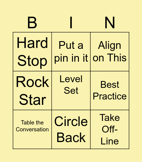 Corporate Speak Bingo! Bingo Card