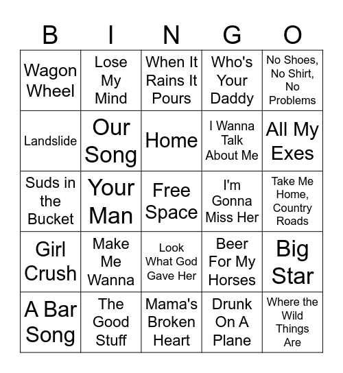 KEEPING IT COUNTRY Bingo Card