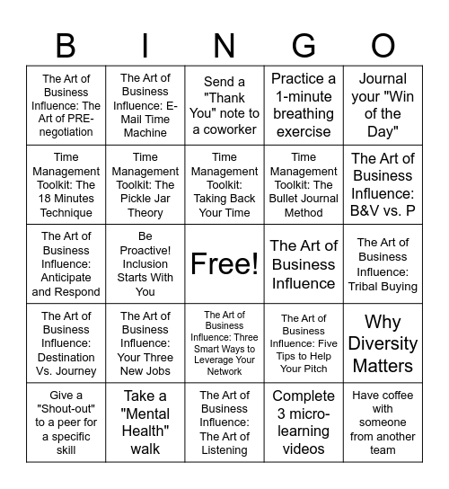 NET Bingo Card