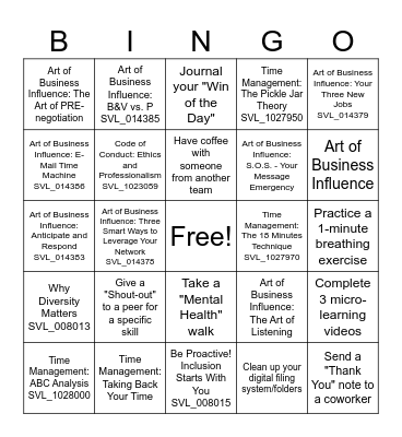 NET Bingo Card