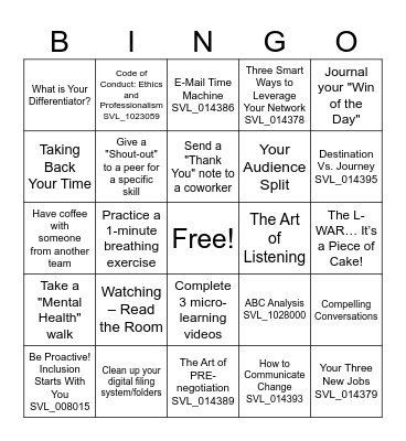 NET Bingo Card