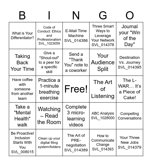 NET Bingo Card