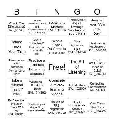NET Bingo Card