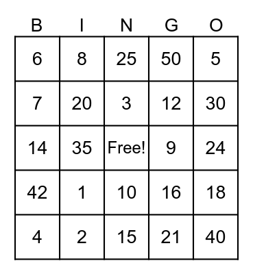 Easter Bingo #2 Bingo Card