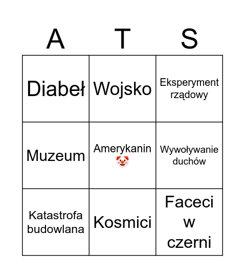 Amerykańskie Teorie Spiskowe Bingo Card