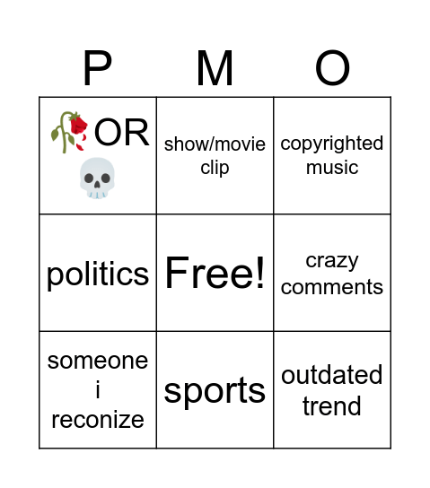 reels bingo Card