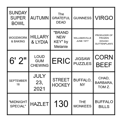 ERIC'S  TRIVIA  BINGO Card
