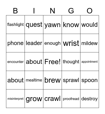 5th Grade Bingo Card