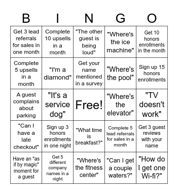 Front Desk Bing Bingo Card