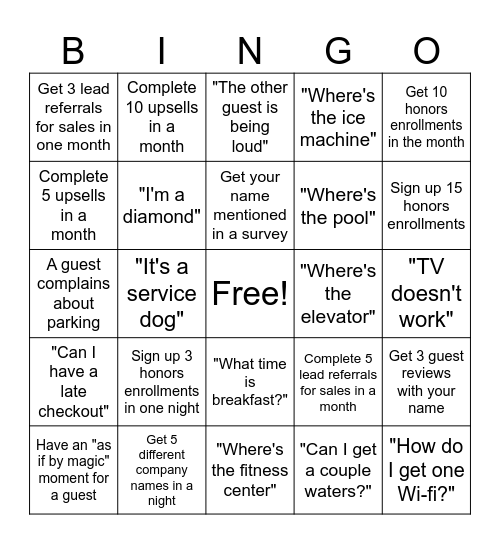 Front Desk Bing Bingo Card