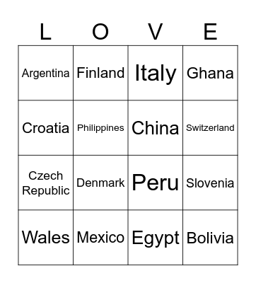 Worldwide Bingo! Bingo Card