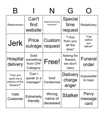 Oberer's Valentines Bingo Card