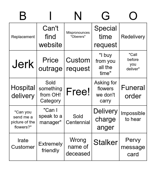 Oberer's Valentines Bingo Card