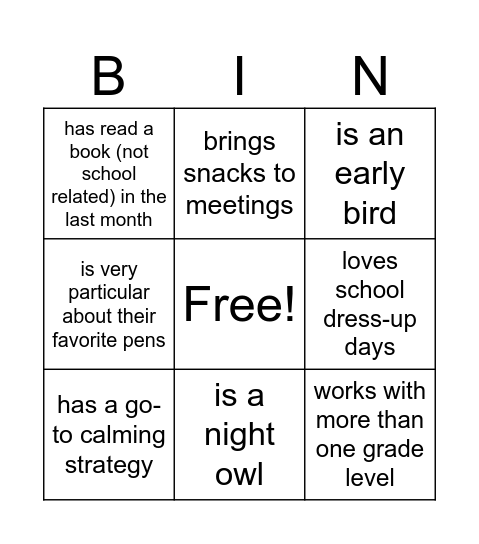 Find Someone Who... Bingo Card