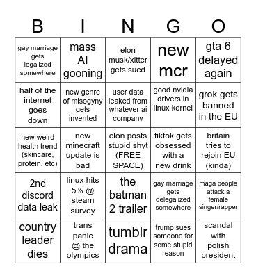 2026 bingo Card