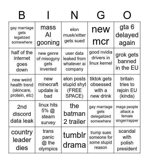 2026 bingo Card