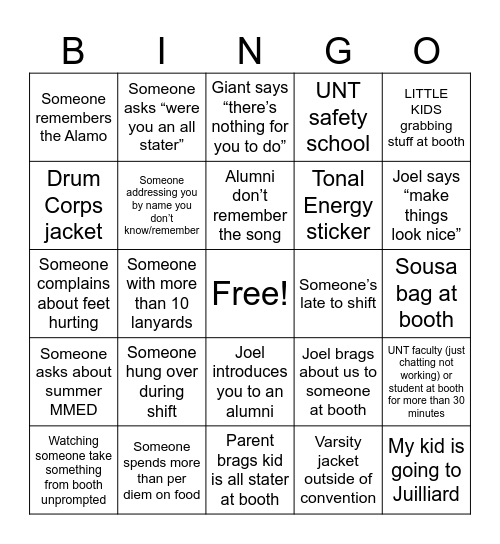 TMEA Bingo Card