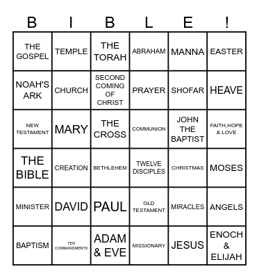 ANGELS & EASTER & LOVE Bingo Card
