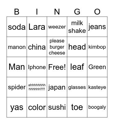 @oogaly Bingo Card