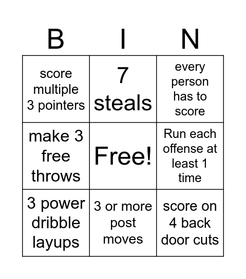 Toppenish Game B Team Bingo Card