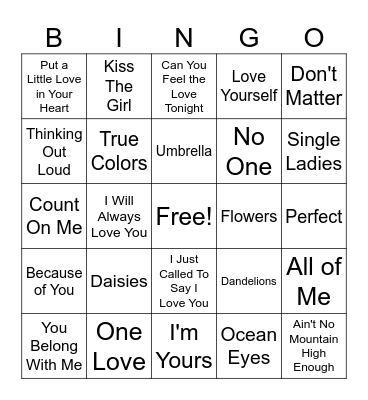 Love Bingo Card