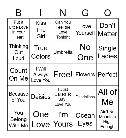 Love Bingo Card