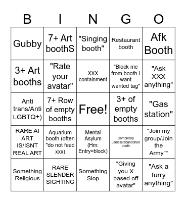 Booth Game Bingo Card