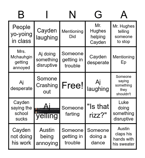 Class Bingo Card