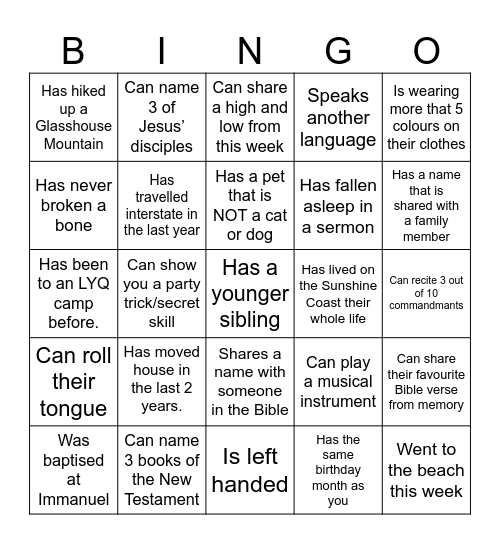 Find someone who: Bingo Card