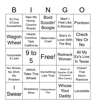 🎶 Country Hits 🎶 Bingo Card