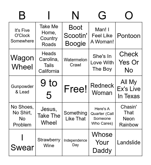 🎶 Country Hits 🎶 Bingo Card